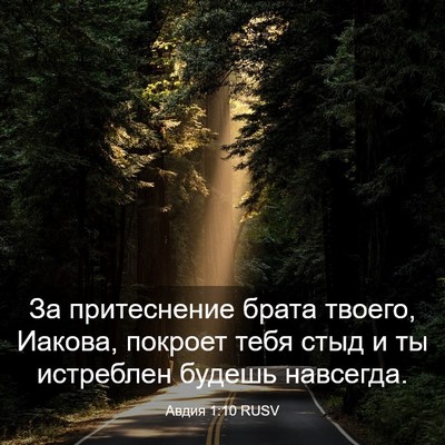 Picture 03 - Авдия 1:10 RUSV - За притеснение брата - Bible Verse Picture
