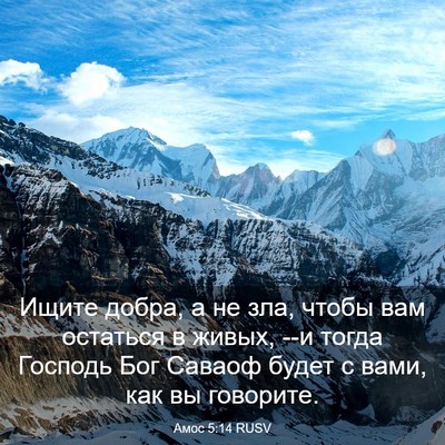 Picture 03 - Амос 5:14 RUSV - Ищите добра, а не зла, чтобы - Bible Verse Picture