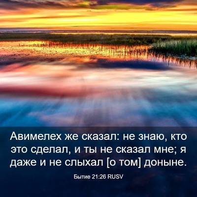 Picture 03 - Бытие 21:26 RUSV - Авимелех же сказал: не - Bible Verse Picture