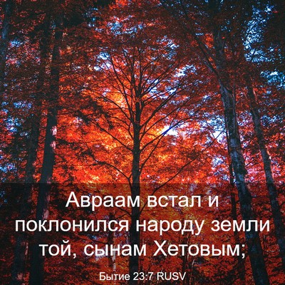 Picture 03 - Бытие 23:7 RUSV - Авраам встал и поклонился - Bible Verse Picture