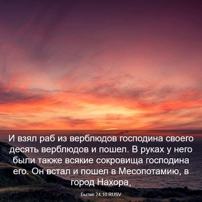 Picture 03 - Бытие 24:10 RUSV - И взял раб из верблюдов - Bible Verse Picture