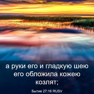 Picture 03 - Бытие 27:16 RUSV - а руки его и гладкую шею - Bible Verse Picture