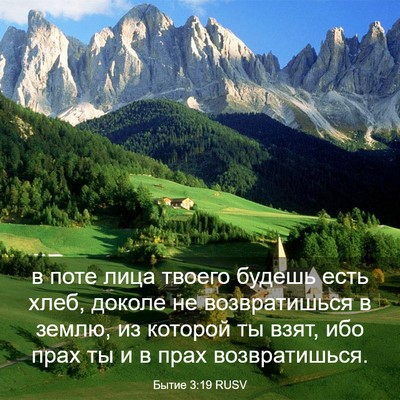 Picture 03 - Бытие 3:19 RUSV - в поте лица твоего будешь - Bible Verse Picture
