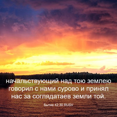 Picture 03 - Бытие 42:30 RUSV - начальствующий над тою - Bible Verse Picture