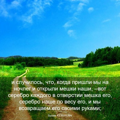 Picture 03 - Бытие 43:21 RUSV - и случилось, что, когда - Bible Verse Picture