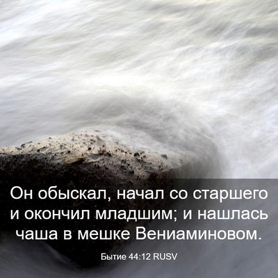 Picture 03 - Бытие 44:12 RUSV - Он обыскал, начал со - Bible Verse Picture