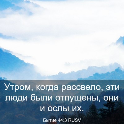 Picture 03 - Бытие 44:3 RUSV - Утром, когда рассвело, эти - Bible Verse Picture