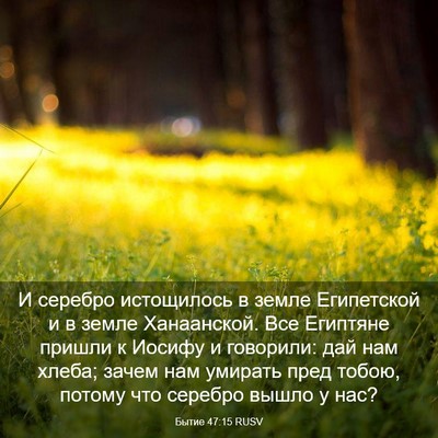Picture 03 - Бытие 47:15 RUSV - И серебро истощилось в - Bible Verse Picture