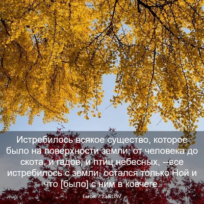 Picture 03 - Бытие 7:23 RUSV - Истребилось всякое - Bible Verse Picture