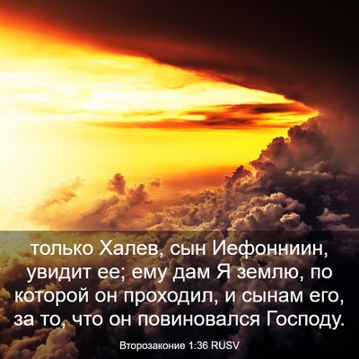 Picture 03 - Второзаконие 1:36 RUSV - только Халев, сын - Bible Verse Picture