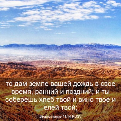 Picture 03 - Второзаконие 11:14 RUSV - то дам земле вашей дождь в - Bible Verse Picture