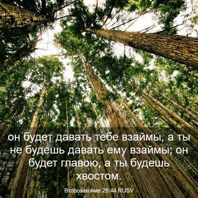 Picture 03 - Второзаконие 28:44 RUSV - он будет давать тебе - Bible Verse Picture