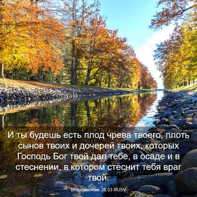 Picture 03 - Второзаконие 28:53 RUSV - И ты будешь есть плод чрева - Bible Verse Picture