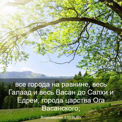 Picture 03 - Второзаконие 3:10 RUSV - все города на равнине, весь - Bible Verse Picture