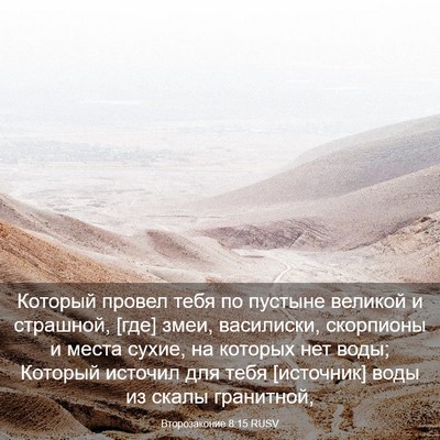 Picture 03 - Второзаконие 8:15 RUSV - Который провел тебя по - Bible Verse Picture