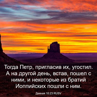 Picture 03 - Деяния 10:23 RUSV - Тогда Петр, пригласив их, - Bible Verse Picture
