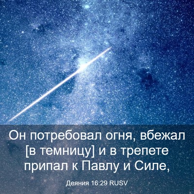 Picture 03 - Деяния 16:29 RUSV - Он потребовал огня, вбежал - Bible Verse Picture