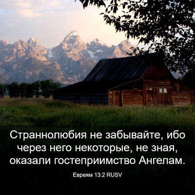 Picture 03 - Евреям 13:2 RUSV - Страннолюбия не забывайте, - Bible Verse Picture