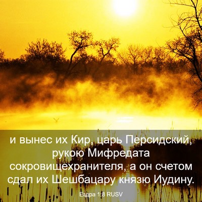 Picture 03 - Ездра 1:8 RUSV - и вынес их Кир, царь - Bible Verse Picture
