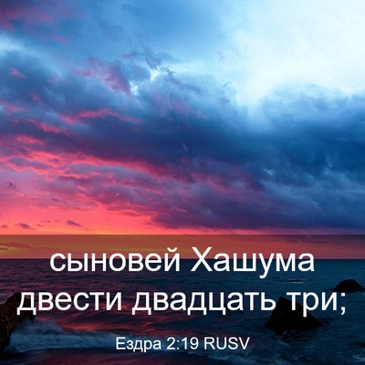 Picture 03 - Ездра 2:19 RUSV - сыновей Хашума двести - Bible Verse Picture