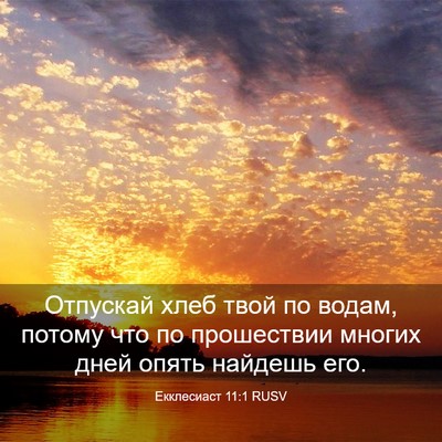 Picture 03 - Екклесиаст 11:1 RUSV - Отпускай хлеб твой по - Bible Verse Picture