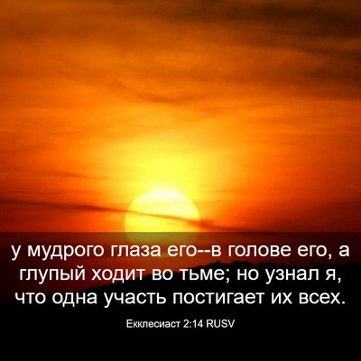 Picture 03 - Екклесиаст 2:14 RUSV - у мудрого глаза его--в - Bible Verse Picture