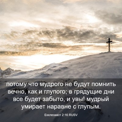 Picture 03 - Екклесиаст 2:16 RUSV - потому что мудрого не - Bible Verse Picture
