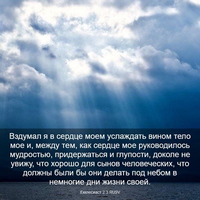 Picture 03 - Екклесиаст 2:3 RUSV - Вздумал я в сердце моем - Bible Verse Picture