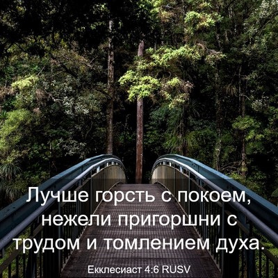 Picture 03 - Екклесиаст 4:6 RUSV - Лучше горсть с покоем, - Bible Verse Picture