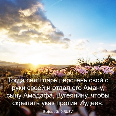 Picture 03 - Есфирь 3:10 RUSV - Тогда снял царь перстень - Bible Verse Picture