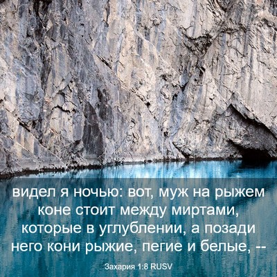 Picture 03 - Захария 1:8 RUSV - видел я ночью: вот, муж на - Bible Verse Picture
