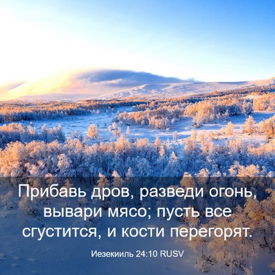 Picture 03 - Иезекииль 24:10 RUSV - Прибавь дров, разведи - Bible Verse Picture