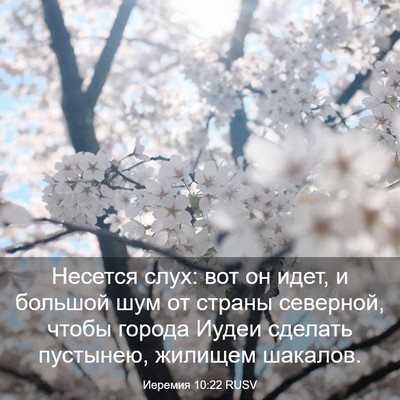 Picture 03 - Иеремия 10:22 RUSV - Несется слух: вот он идет, и - Bible Verse Picture