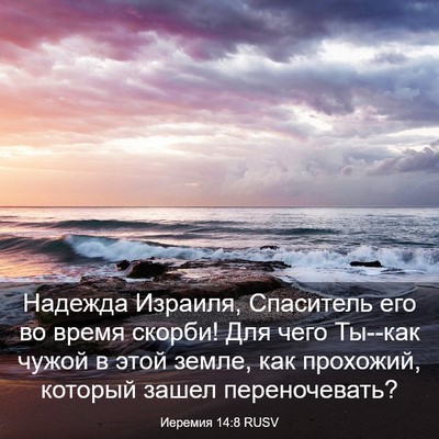 Picture 03 - Иеремия 14:8 RUSV - Надежда Израиля, Спаситель - Bible Verse Picture
