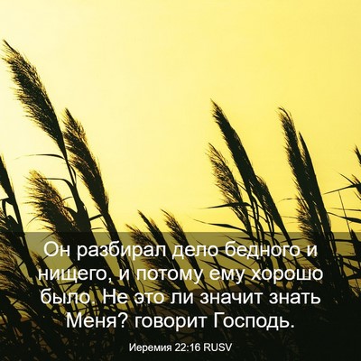 Picture 03 - Иеремия 22:16 RUSV - Он разбирал дело бедного и - Bible Verse Picture