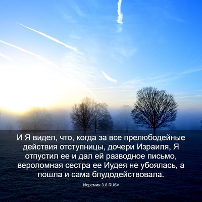 Picture 03 - Иеремия 3:8 RUSV - И Я видел, что, когда за все - Bible Verse Picture