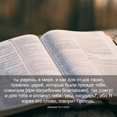 Picture 03 - Иеремия 34:5 RUSV - ты умрешь в мире, и как для - Bible Verse Picture