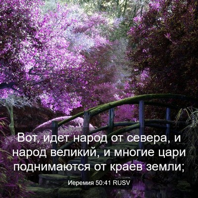 Picture 03 - Иеремия 50:41 RUSV - Вот, идет народ от севера, и - Bible Verse Picture