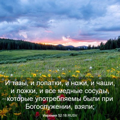 Picture 03 - Иеремия 52:18 RUSV - И тазы, и лопатки, и ножи, и - Bible Verse Picture