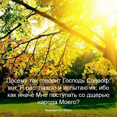 Picture 03 - Иеремия 9:7 RUSV - Посему так говорит Господь - Bible Verse Picture