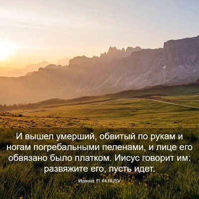 Picture 03 - Иоанна 11:44 RUSV - И вышел умерший, обвитый по - Bible Verse Picture