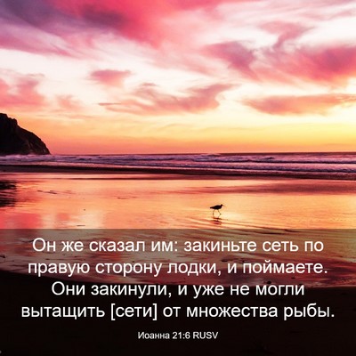 Picture 03 - Иоанна 21:6 RUSV - Он же сказал им: закиньте - Bible Verse Picture