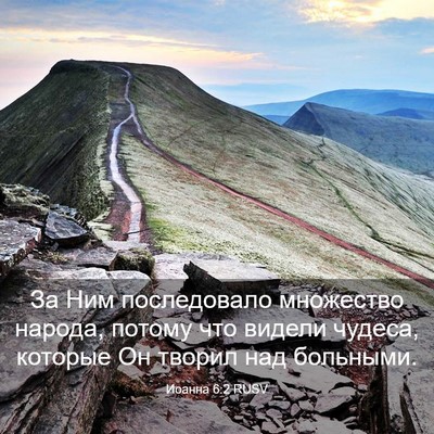 Picture 03 - Иоанна 6:2 RUSV - За Ним последовало - Bible Verse Picture