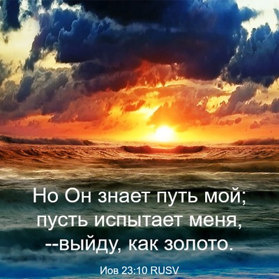 Picture 03 - Иов 23:10 RUSV - Но Он знает путь мой; пусть - Bible Verse Picture