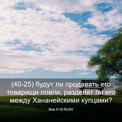 Picture 03 - Иов 41:6 RUSV - (40-25) будут ли продавать его - Bible Verse Picture