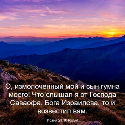 Picture 03 - Исаия 21:10 RUSV - О, измолоченный мой и сын - Bible Verse Picture