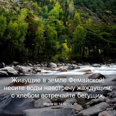 Picture 03 - Исаия 21:14 RUSV - Живущие в земле Фемайской! - Bible Verse Picture