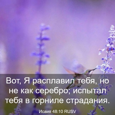 Picture 03 - Исаия 48:10 RUSV - Вот, Я расплавил тебя, но не - Bible Verse Picture