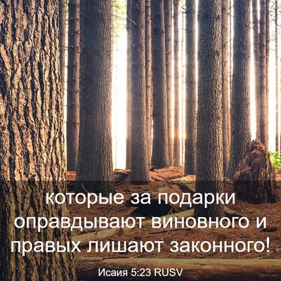 Picture 03 - Исаия 5:23 RUSV - которые за подарки - Bible Verse Picture