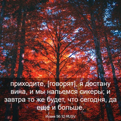 Picture 03 - Исаия 56:12 RUSV - приходите, [говорят], я - Bible Verse Picture